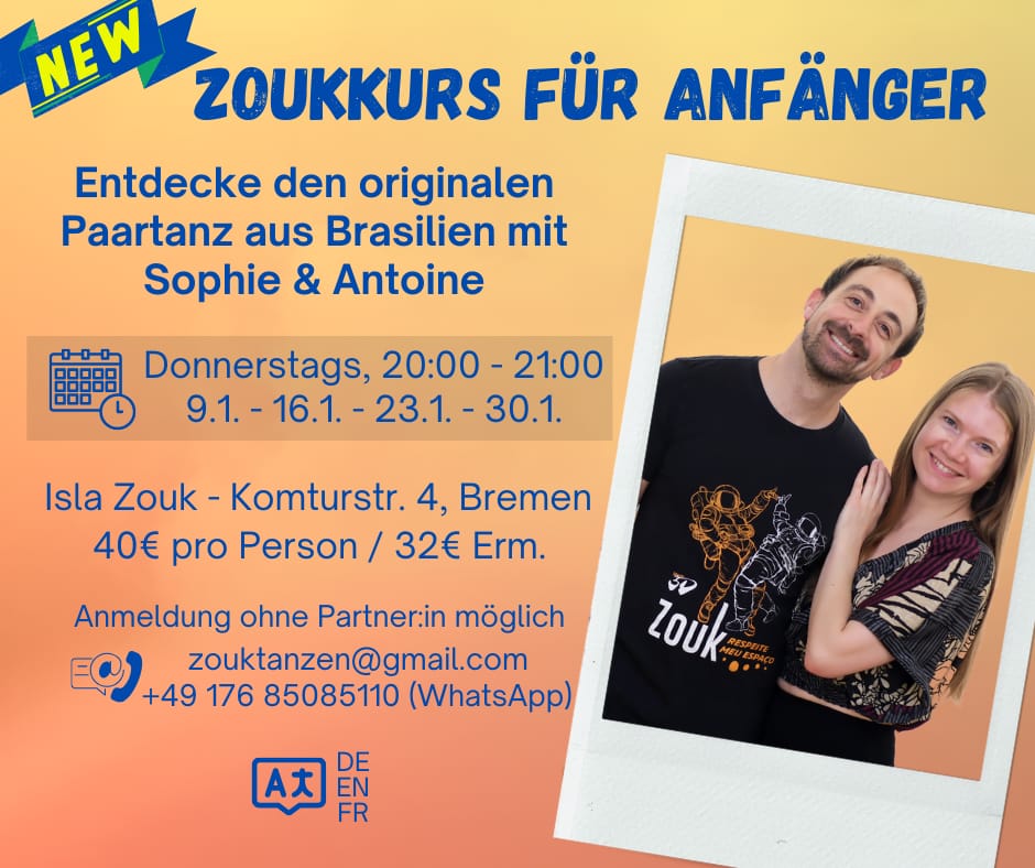 Zoukkurs für Anfänger mit Antoine & Sophie